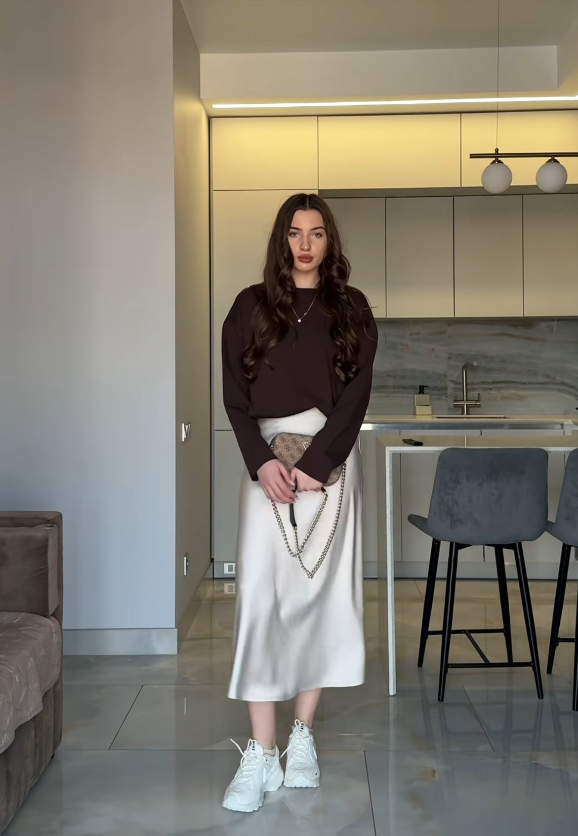 Women’s Satin Midi Skirt