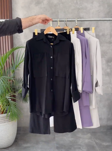 Front Pock Long Shirt & Trouser ( Premium Viscose )