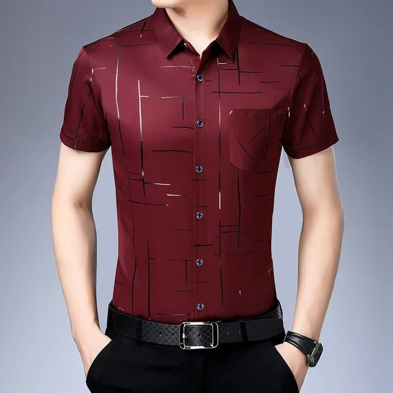 Casual Short Sleeved Shirt No Iron and Wrinkle Resistant Top