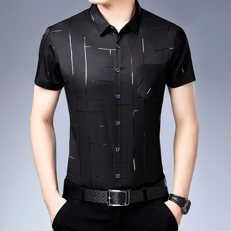 Casual Short Sleeved Shirt No Iron and Wrinkle Resistant Top