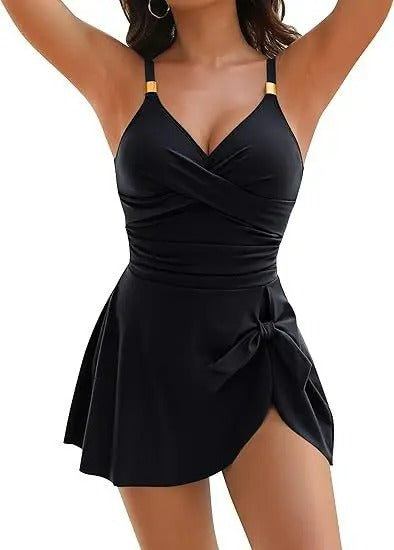 Swimsuits with Skirt Tummy Control Swimdress Cutout