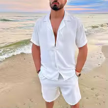 Linen Two Piece Men's Set